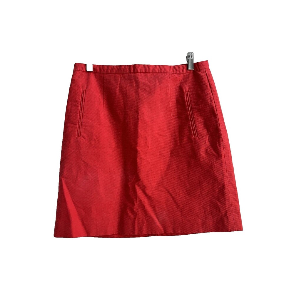 Cotton Linen Red Skirt Office Work Career Spring Vibrant Preppy Size 6